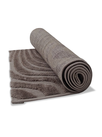 Mocha Brown Sculpted Wave Runner – Modern Textured Plush Runner