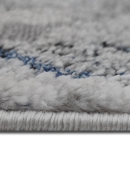 Modern Blue Grey Abstract Carpet – Linear Pattern Designer Rug for Living Room