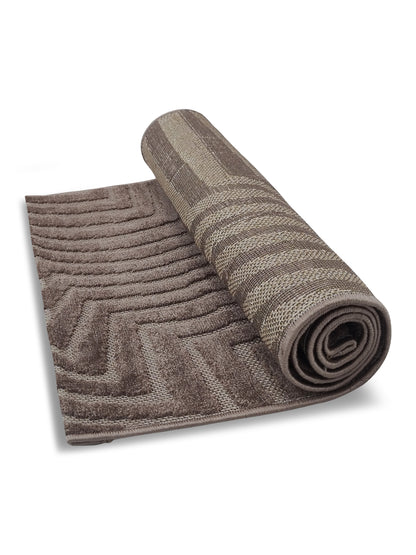 Charcoal Grey Geometric Maze Textured Runner – Modern Plush Bedside & Hallway Carpet