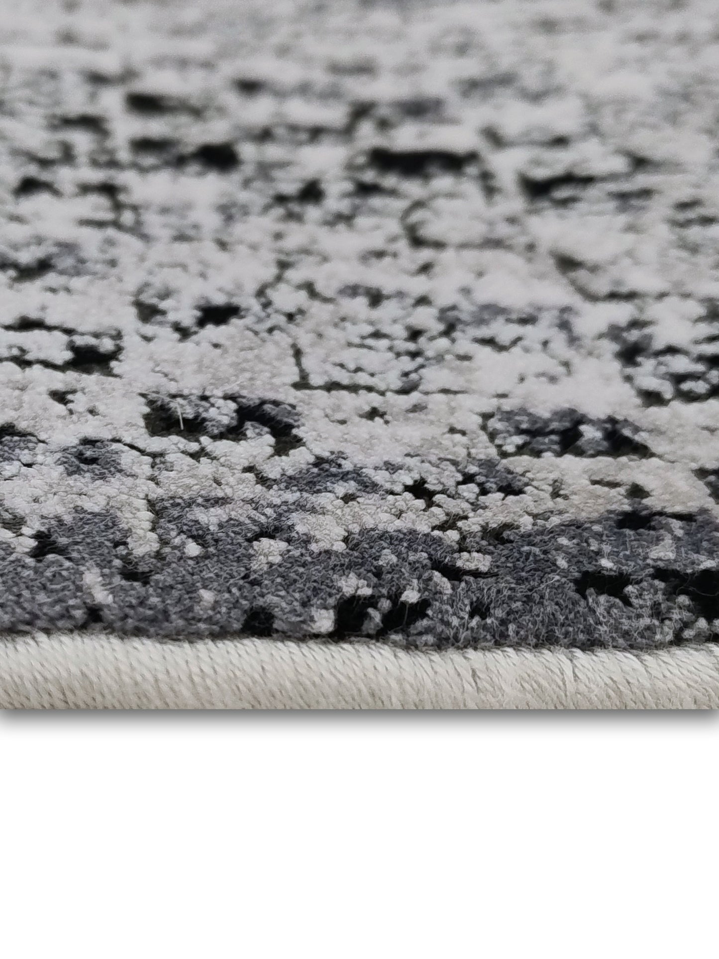 Grey White Distressed Grid Runner – Modern Abstract Textured Runner