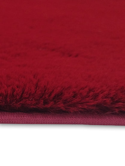 Solid Maroon Plush Runner – Modern Minimalist Bedside & Hallway Rug