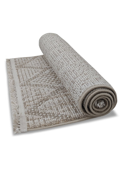 Beige Diamond Pattern Cotton Runner – Modern Handloom Floor Runner