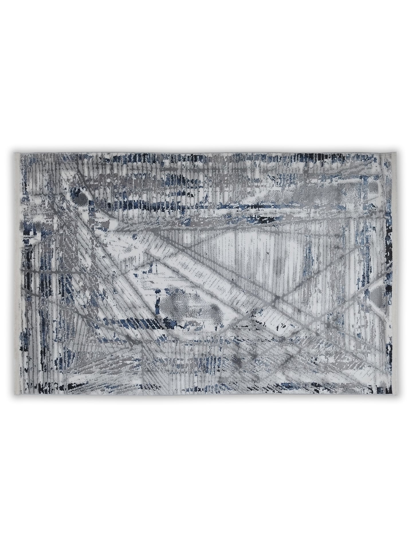 Modern Blue Grey Abstract Carpet – Linear Pattern Designer Rug for Living Room
