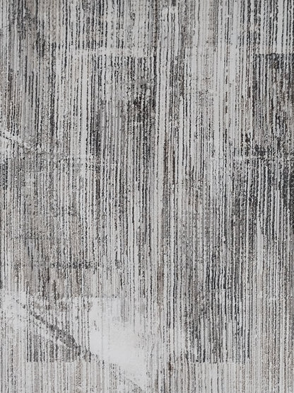 Grey & White Abstract Striped Carpet – Modern Linear Pattern – 2 Sizes