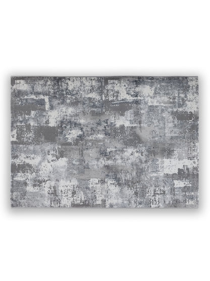 Grey Abstract Textured Carpet – Modern Distressed Rug for Living Room