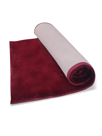 Solid Maroon Plush Runner – Modern Minimalist Bedside & Hallway Rug