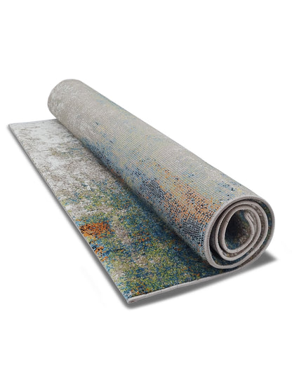 Blue & Grey Abstract Carpet – Artistic Modern Design