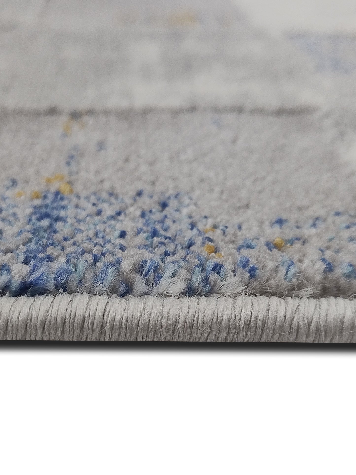 Patchwork Checkered Carpet – Modern Grey Blue Rug for Living Room & Bedroom