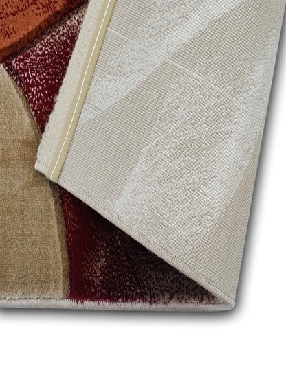 Rust Beige Abstract Carpet – Modern Artistic Rug for Living Room Decor