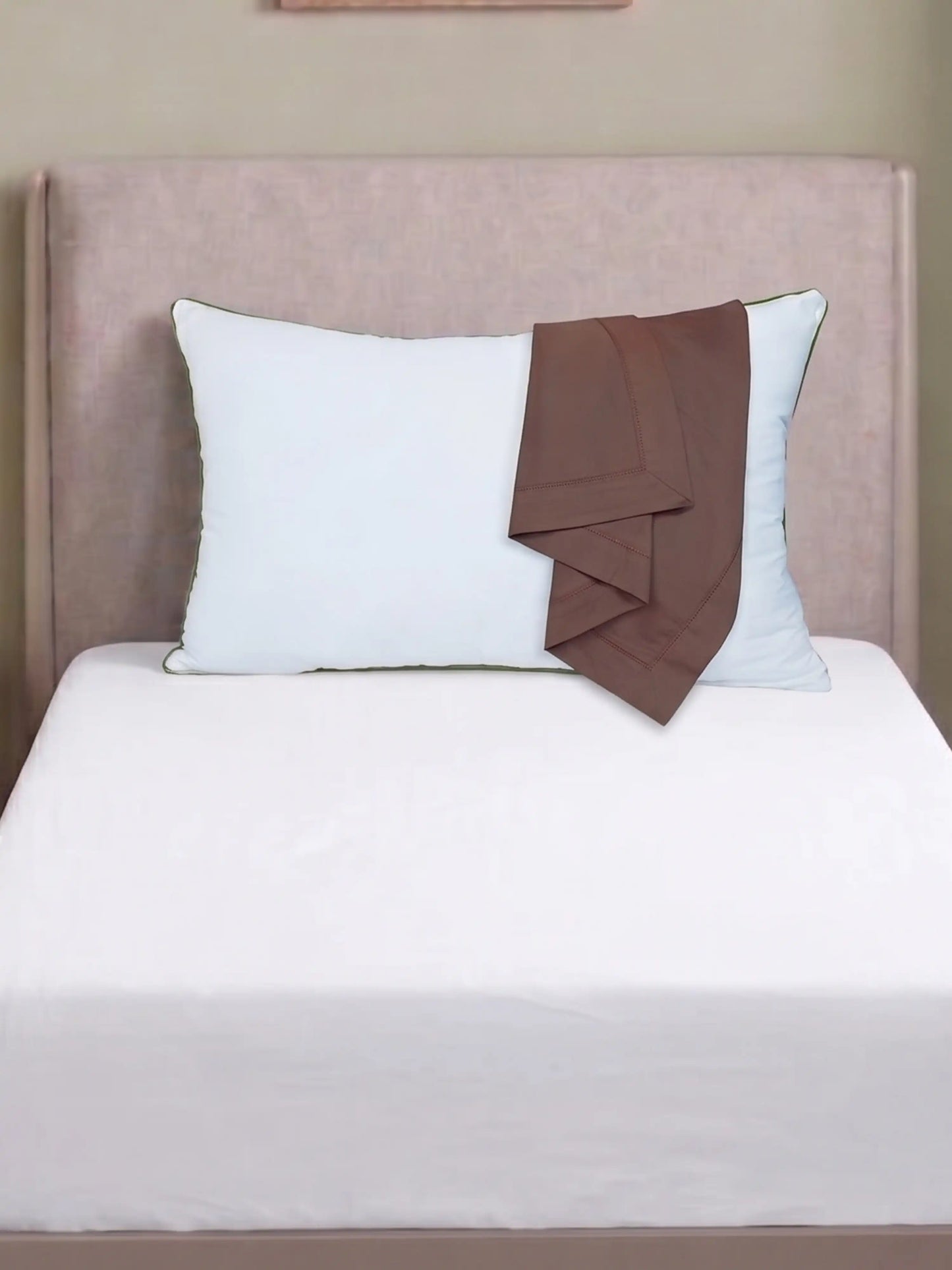 AtoZ Home Decor Cotton Pillow & Plain Pillow Cover Combo Set (68 x 45 cm)