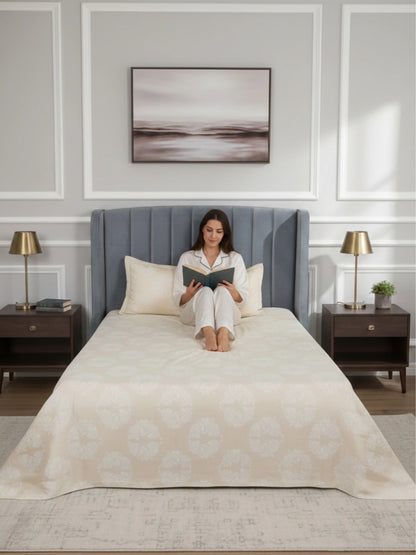 Soft Feel, Elegant Damask Floral King Bed Sheet Set – 100% Cotton (300 TC)