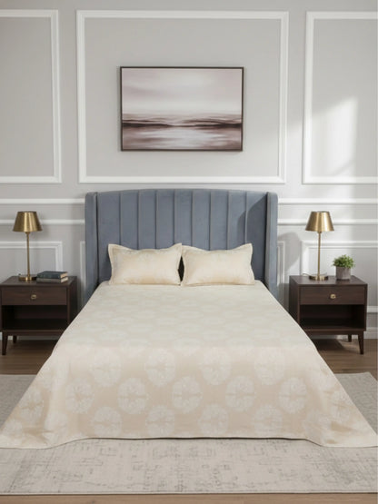 Soft Feel, Elegant Damask Floral King Bed Sheet Set – 100% Cotton (300 TC)
