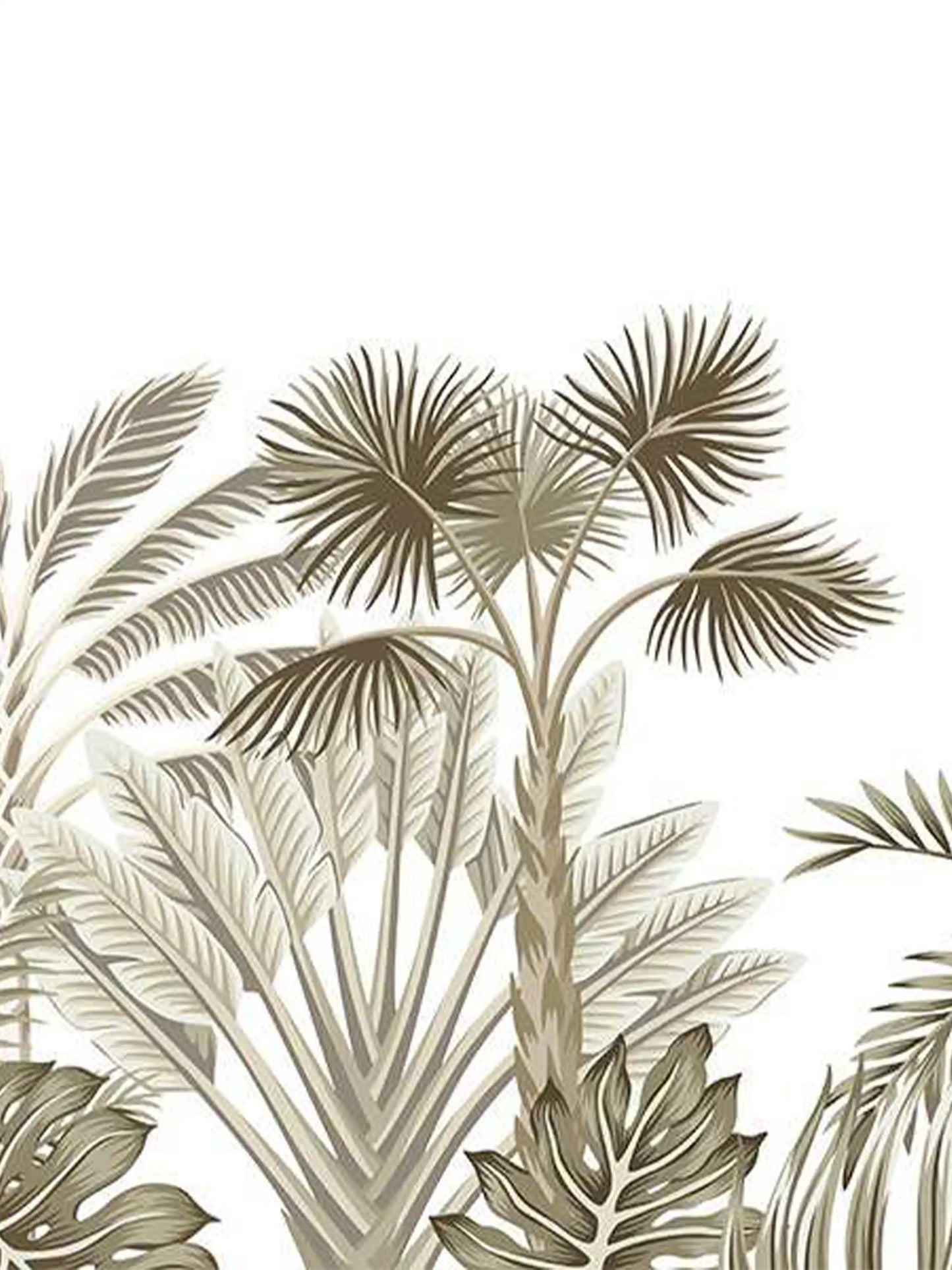 AtoZ Home Decor Neutral Tropical Leaves Wall Mural Wallpaper - Custom & Standard Sizes