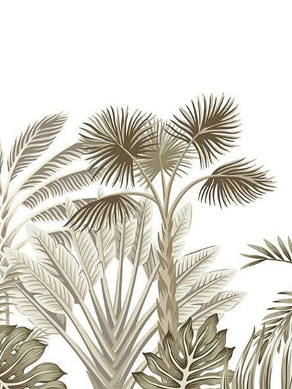 AtoZ Home Decor Neutral Tropical Leaves Wall Mural Wallpaper - Custom & Standard Sizes