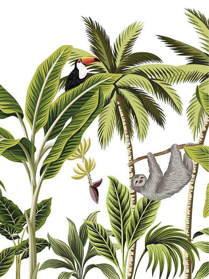 AtoZ Home Decor Tropical Jungle Animals & Banana Leaves Wall Mural Wallpaper - Custom & Standard Sizes