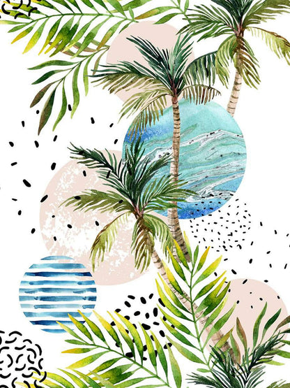 AtoZ Home Decor Abstract Layered Tropical Palm Trees Wall Mural Wallpaper - Custom & Standard Sizes