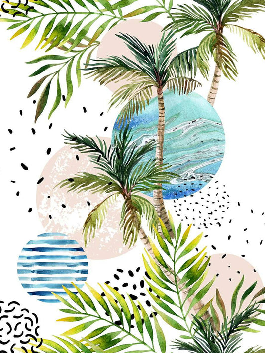 AtoZ Home Decor Abstract Layered Tropical Palm Trees Wall Mural Wallpaper - Custom & Standard Sizes