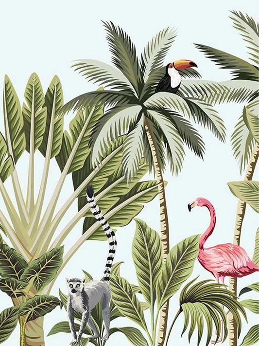 AtoZ Home Decor Tropical Plants & Animals Wall Mural Wallpaper - Custom & Standard Sizes