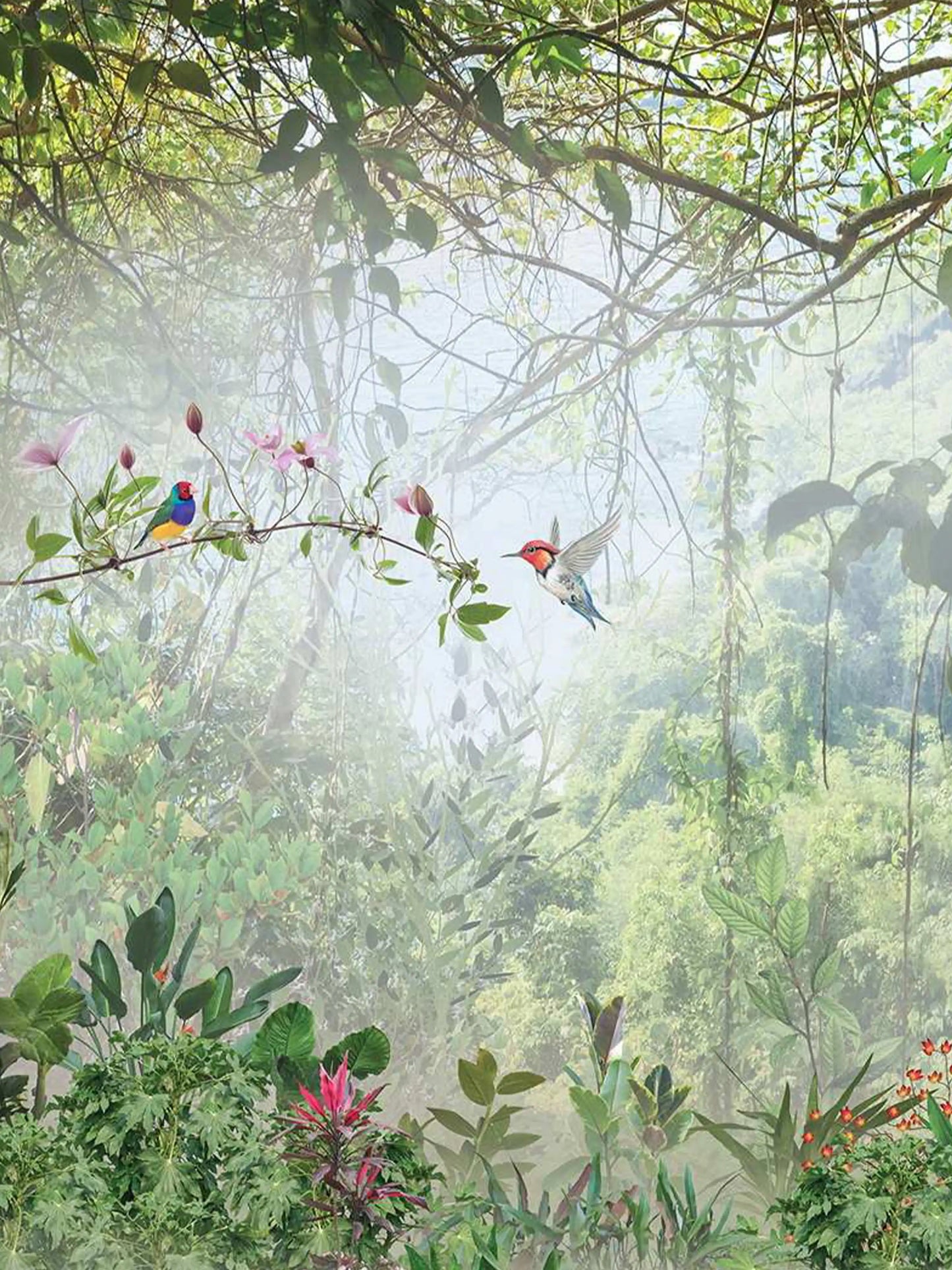 AtoZ Home Decor Tropical Flowering Jungle Wall Mural Wallpaper - Custom & Standard Sizes