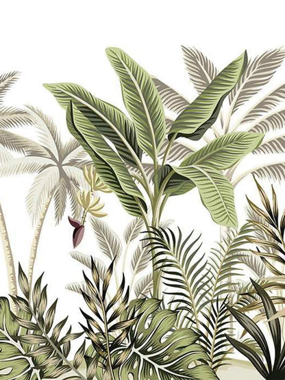 AtoZ Home Decor Tropical Jungle Cocoa & Light Green Trees Wall Mural Wallpaper - Custom & Standard Sizes