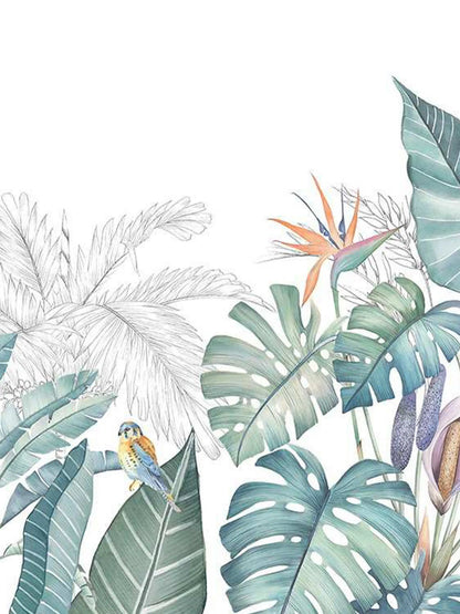 AtoZ Home Decor Tropicana Greeny Leaves Serene Leaves Wall Mural Wallpaper - Custom & Standard Sizes