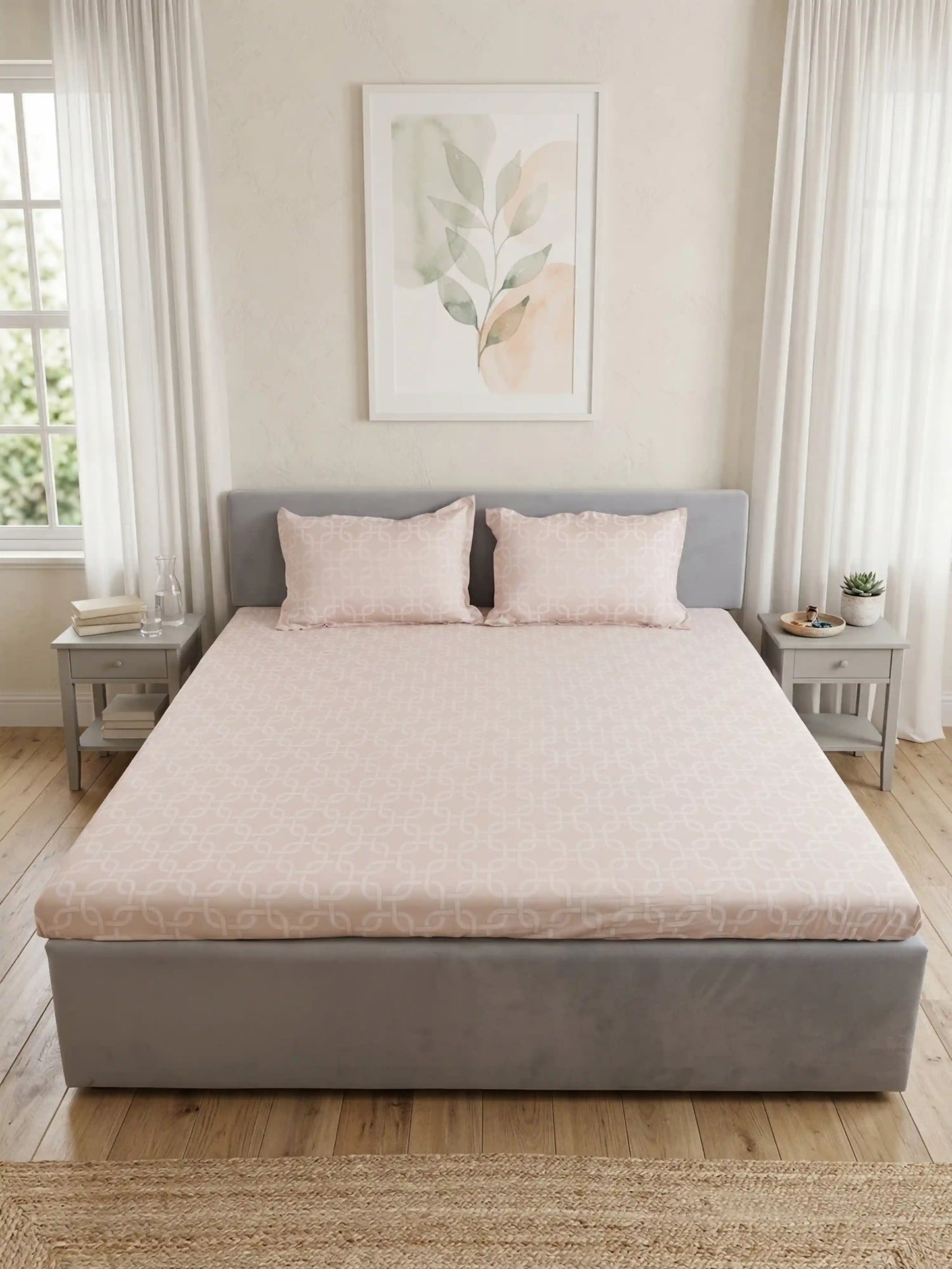 Premium 300 TC Cotton King Size Bedding Set 4 Piece (Bedsheet, Comforter, 2 Pillow Covers)