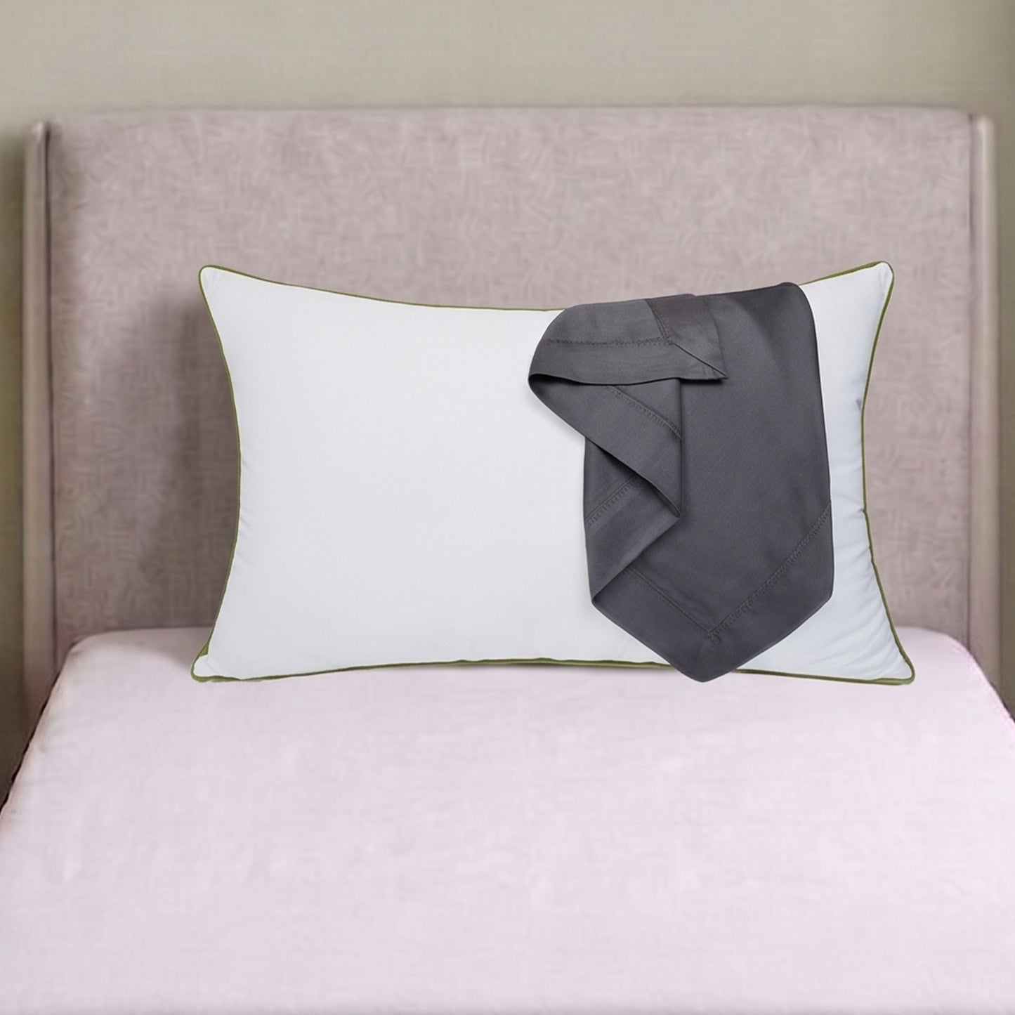 AtoZ Home Decor Cotton Pillow & Plain Pillow Cover Combo Set (68 x 45 cm)