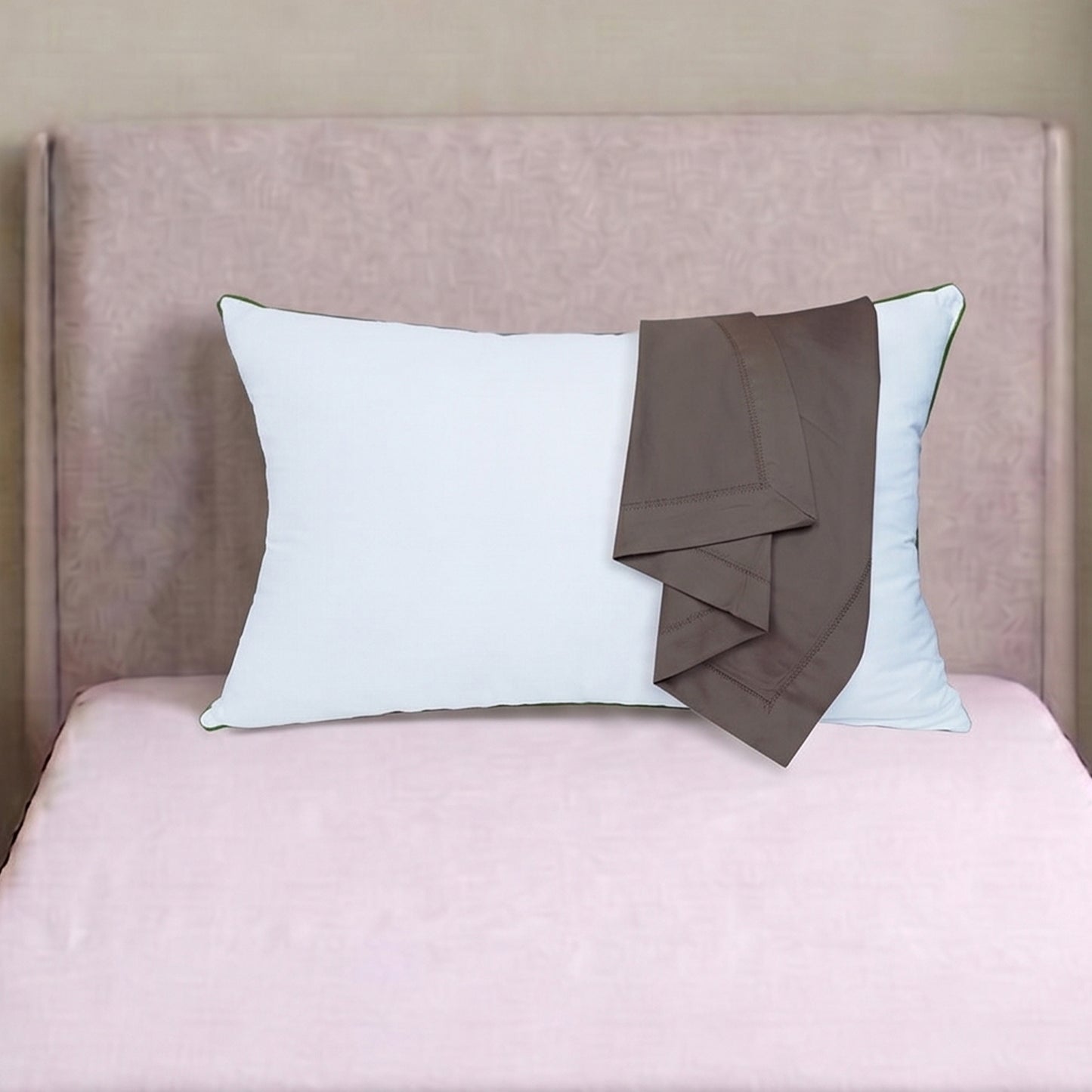AtoZ Home Decor Cotton Pillow & Plain Pillow Cover Combo Set (68 x 45 cm)