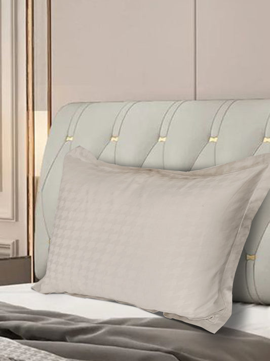 Light Grey Geometric Jacquard Pillow Cover Set – Premium Cotton – Set of 2