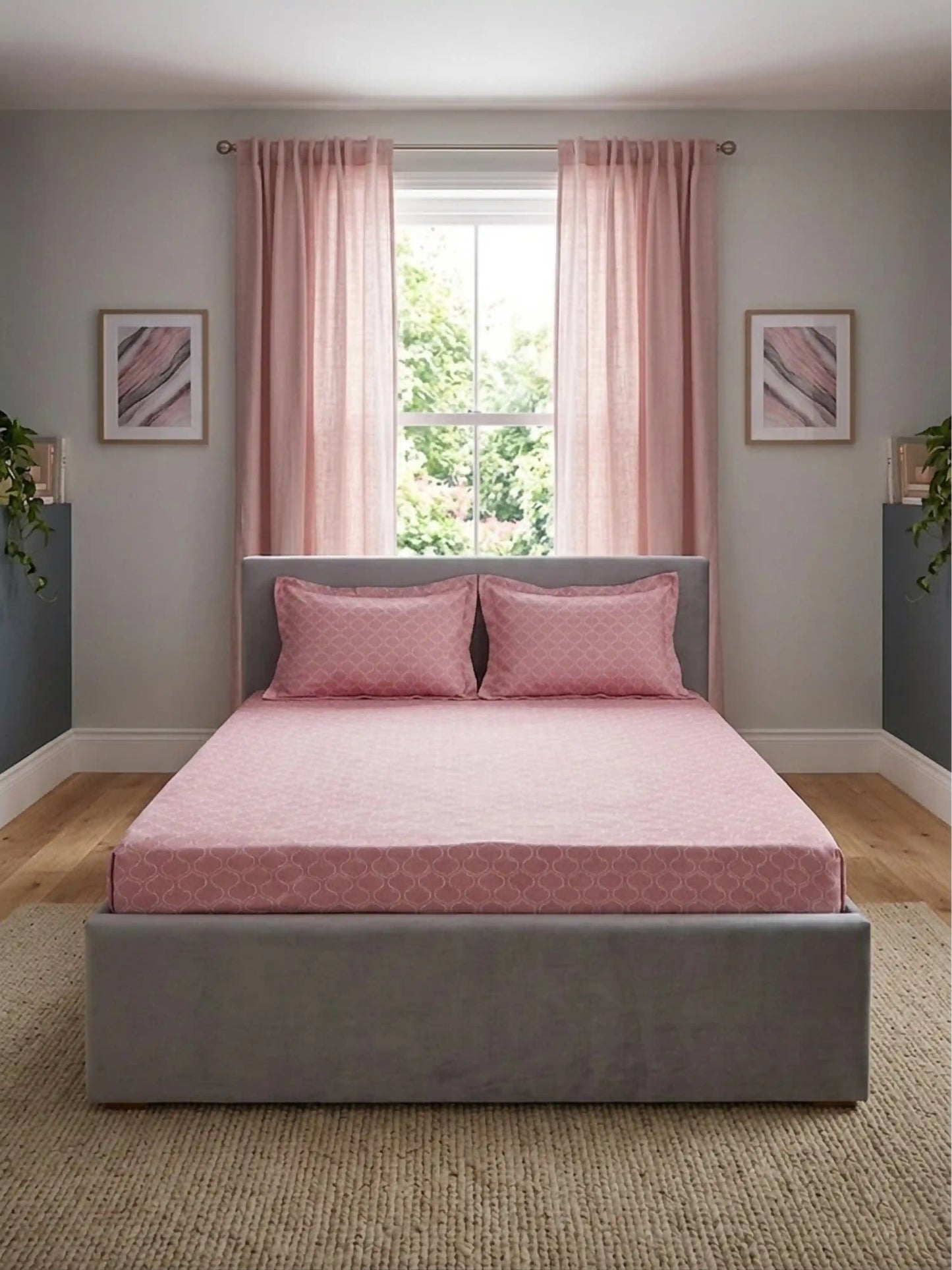 Premium 300 TC Cotton King Size Bedding Set 4 Piece (Bedsheet, Comforter, 2 Pillow Covers)
