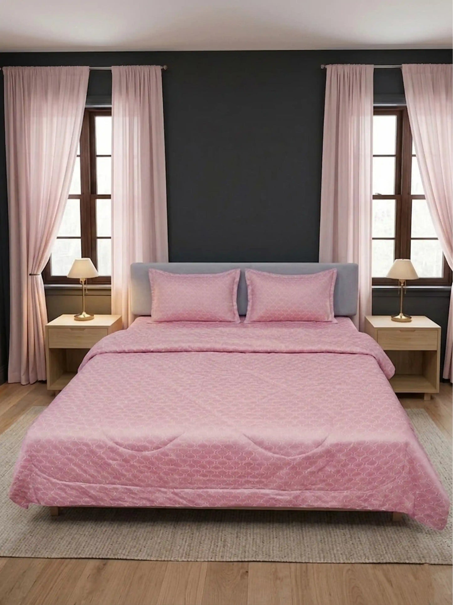Premium 300 TC Cotton King Size Bedding Set 4 Piece (Bedsheet, Comforter, 2 Pillow Covers)
