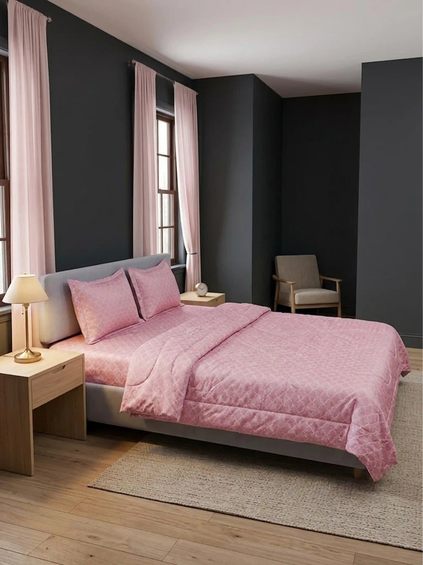 Premium 300 TC Cotton King Size Bedding Set 4 Piece (Bedsheet, Comforter, 2 Pillow Covers)
