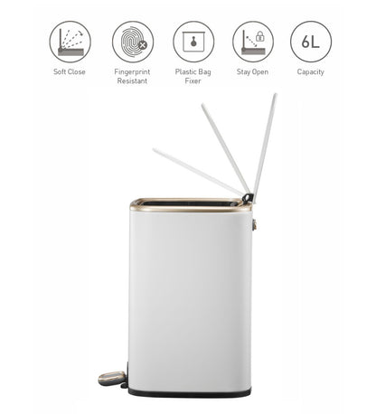 Modern Soft-Close Step Trash Bin – Fingerprint-Resistant, Matte Finish
