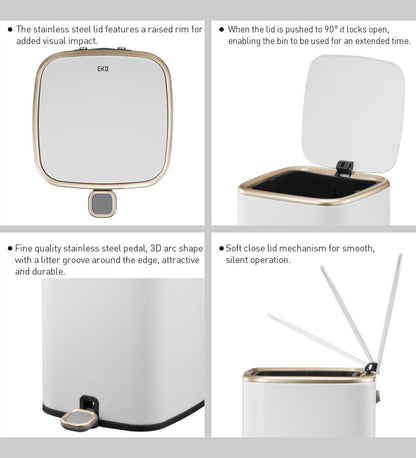 Modern Soft-Close Step Trash Bin – Fingerprint-Resistant, Matte Finish