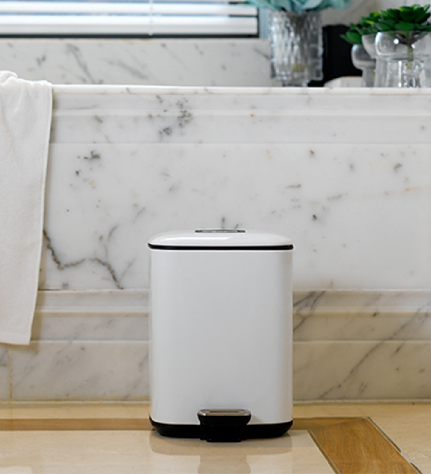 Dual-Compartment Trash Bin with Deodorizer – Sleek & Functional