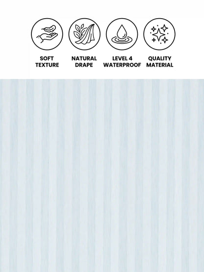 Super Living Waterproof Striped Shower Curtain with Hooks | Soft Texture Durable Bathroom Curtain | 180 x 200 CM