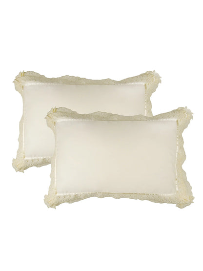 AtoZ Home Decor Cotton Lace Border Pillow Covers (Set of 1 & 2)