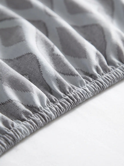 Soft Feel Taupe-Grey Geometric Cotton King Bedsheet Set