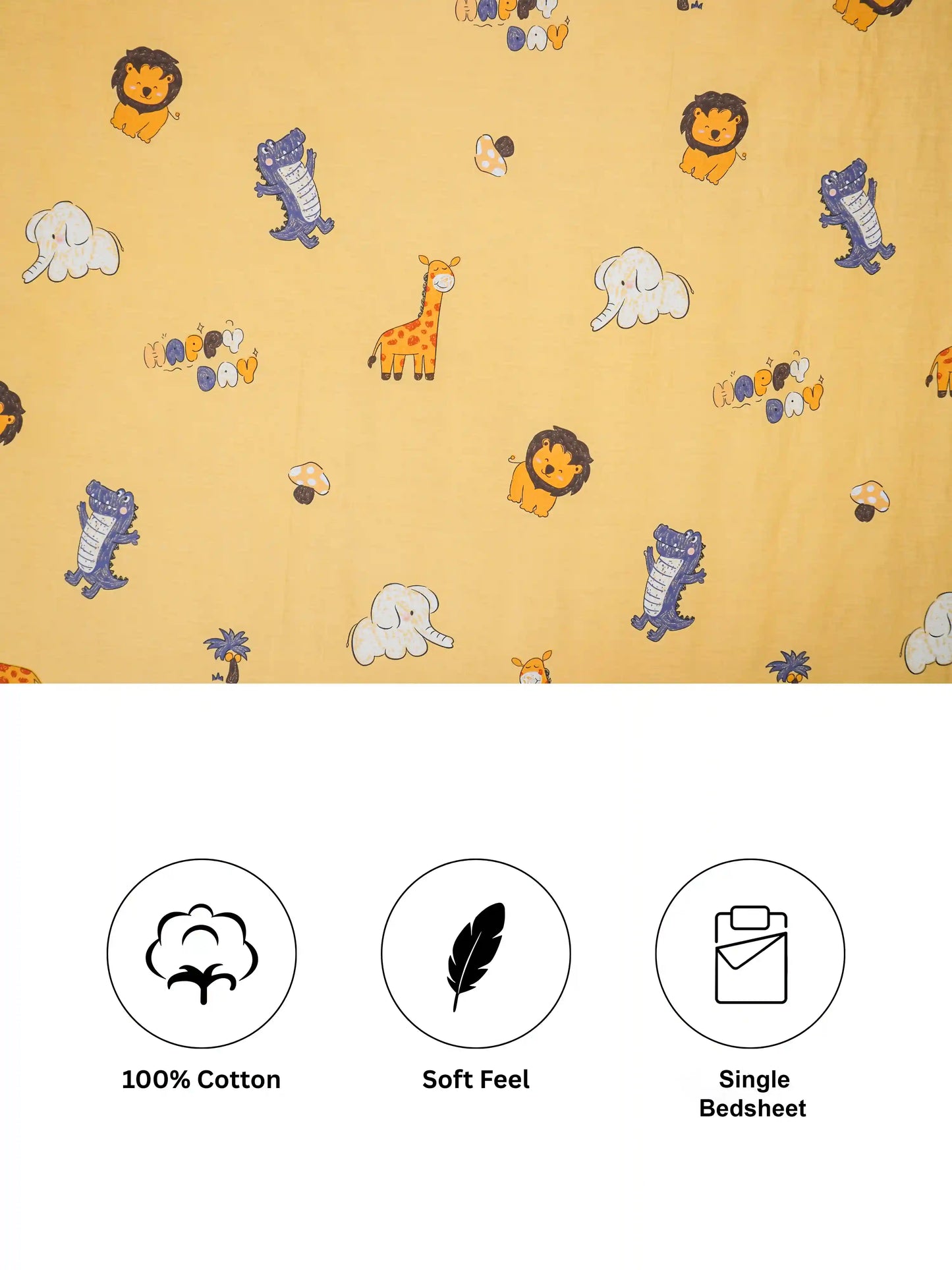 Kids Safari Animal Cotton Single Bedsheet Set