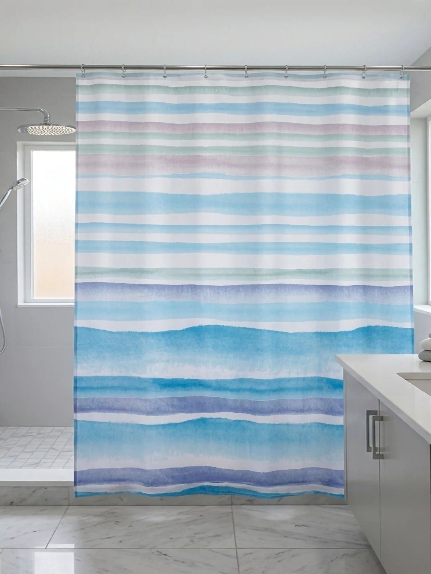 AtoZ Home Decor Waterproof Shower Curtain with Hooks (Multi-Pattern Collection)