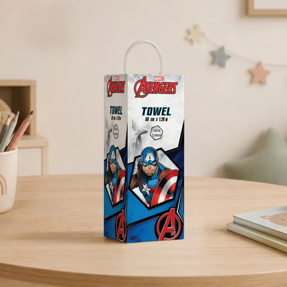 Sassoon Marvel Captain America 100% Cotton Printed Kids Bath Towel (60 cm x 120 cm)