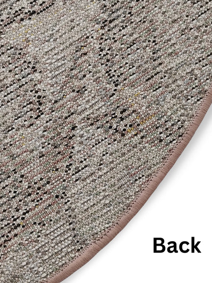 Taupe Olive Marble Circular Rug – Turkish Microfiber, Non Slip, 100×100cm