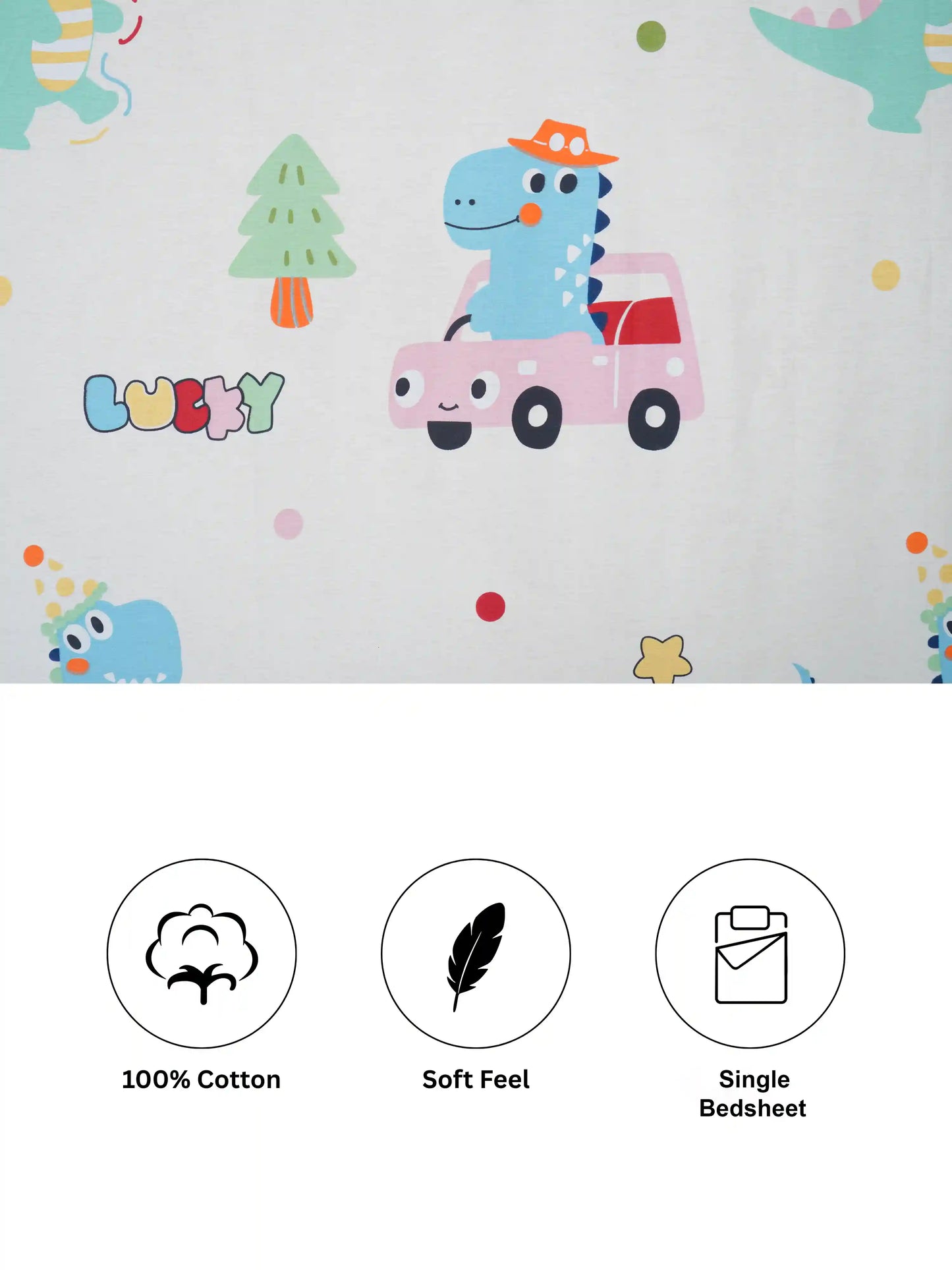Kids Dinosaur Cotton Single Bedsheet Set