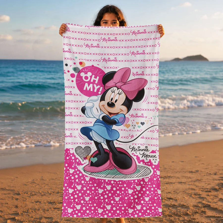 Sassoon Disney Minnie Mouse 100% Cotton Printed Kids Bath Towel (60 cm x 120 cm)