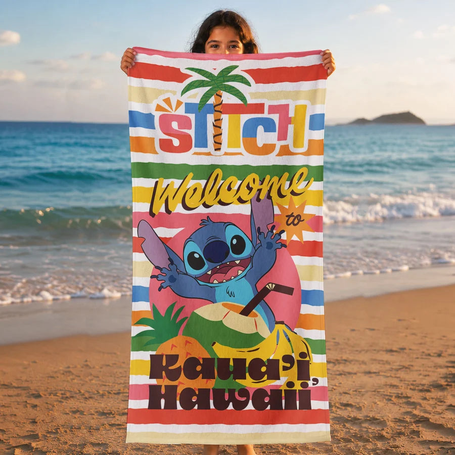 Sassoon Disney Stitch 100% Cotton Printed Kids Bath Towel (60 cm x 120 cm)