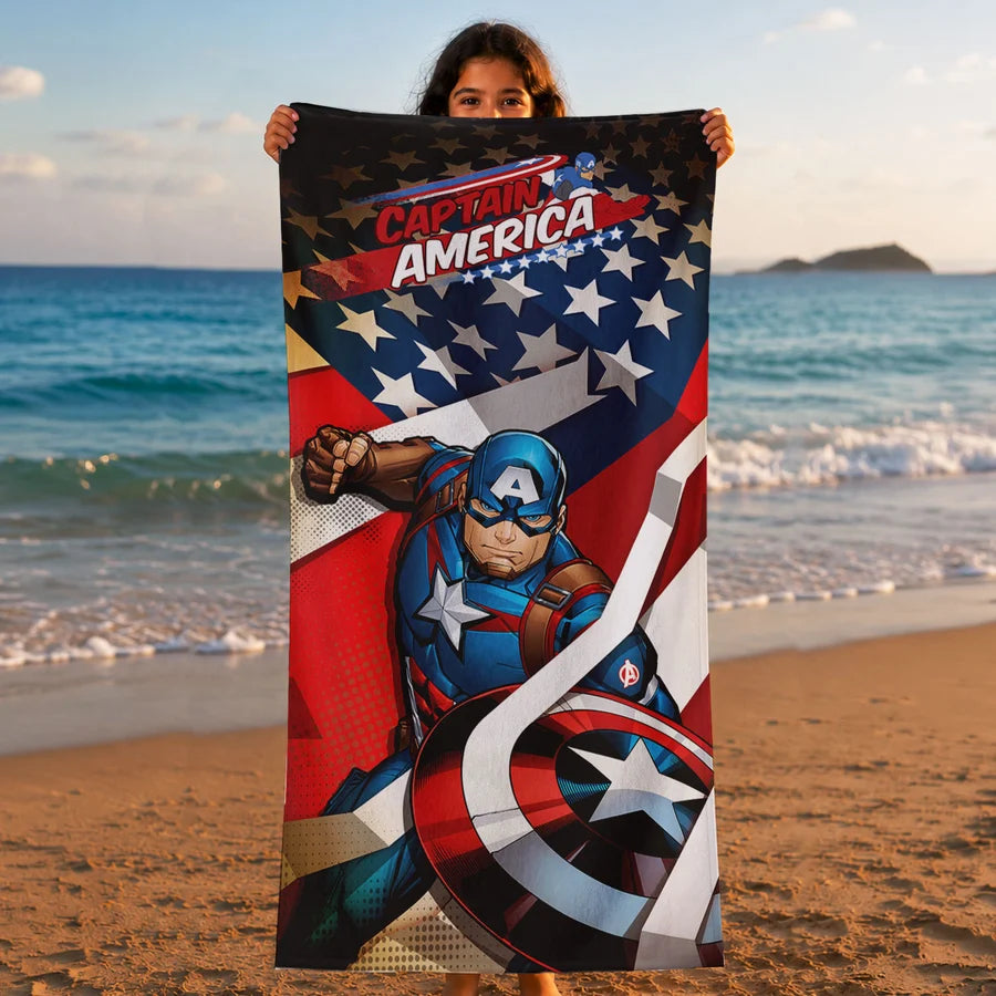 Sassoon Marvel Captain America 100% Cotton Printed Kids Bath Towel (60 cm x 120 cm)