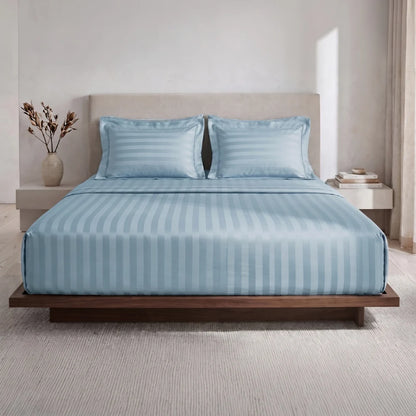 Lane Linen GALAXY 250 TC Cotton King Bedsheet Set – Classic Damask Stripe with 2 Pillow Covers