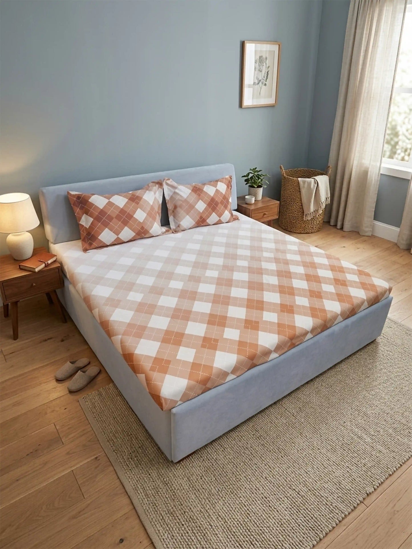 High Living 100% Cotton King Size Bedsheet Set (400 TC)
