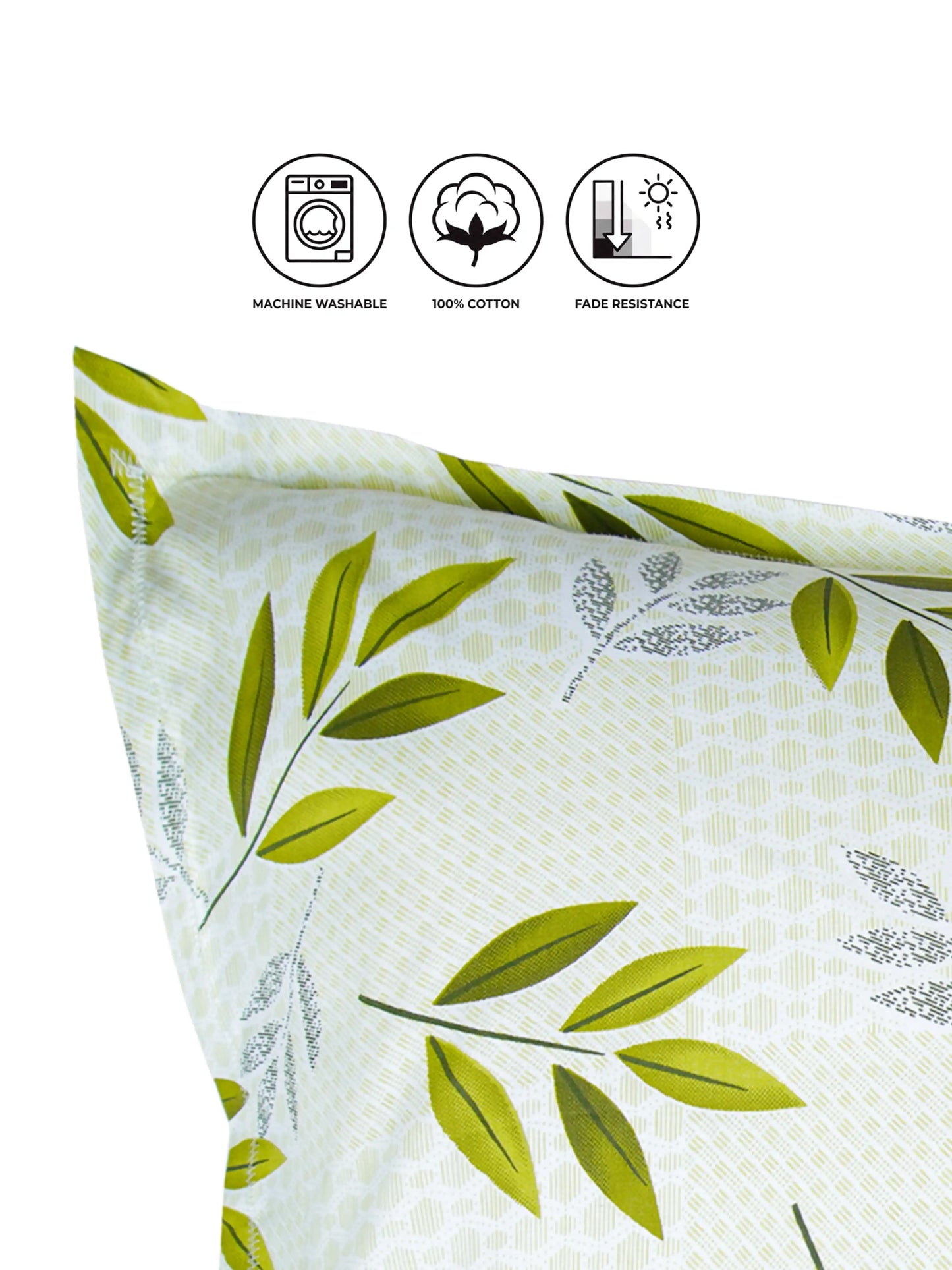 Atoz Home Decor Leaves Printed Cotton Pillow Covers (Set of 1 & 2)