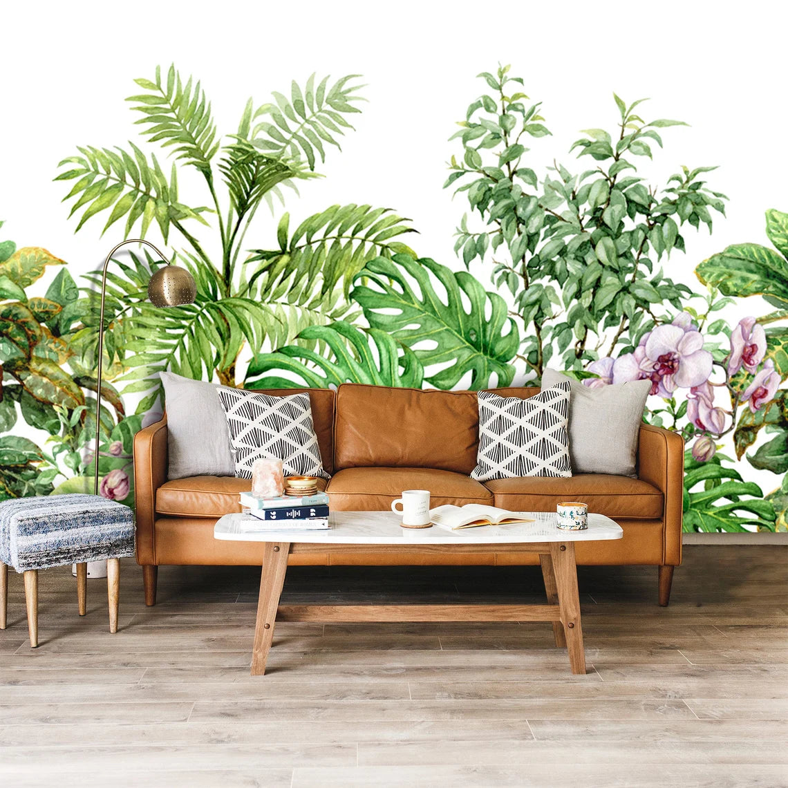 AtoZ Home Decor Tropical Plants Botanical Peel and Stick Wallpaper Wall Mural - Custom & Standard Sizes
